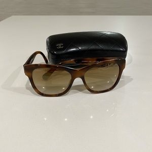Chanel Acetate Tortoise Square Sunglasses